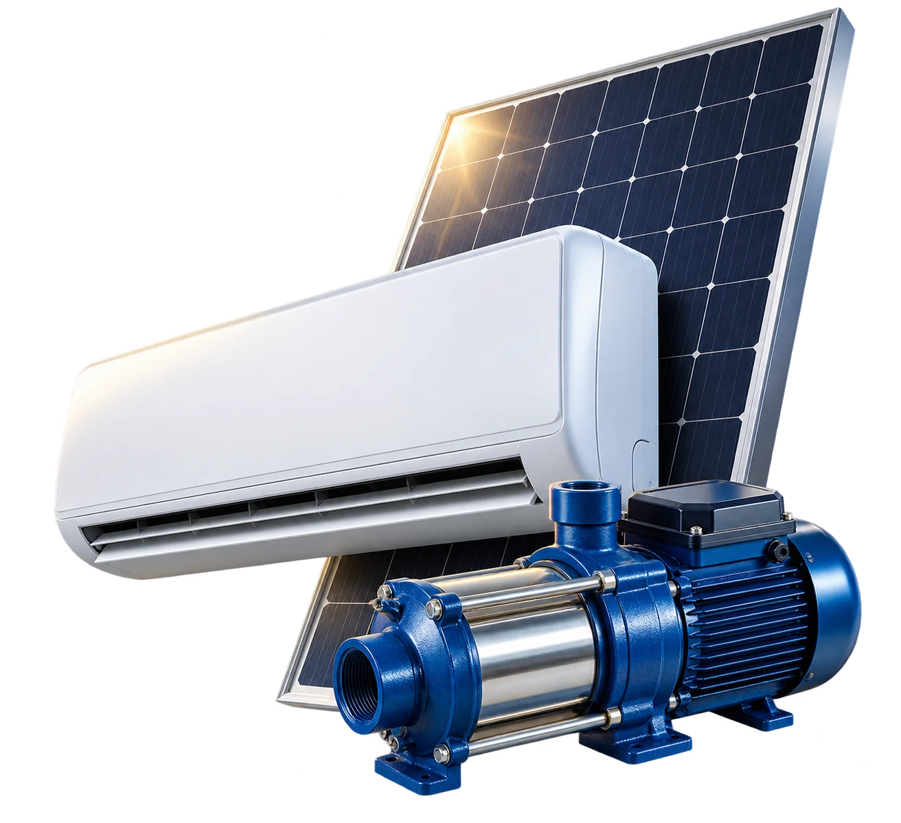 Minisplit, panel solar y bomba industrial, soluciones principales de SETDEL